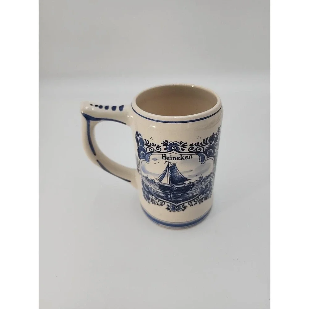 Vintage Heineken Delft Blue Holland Porcelain‎ Beer Stein Mug Windmill Dutch